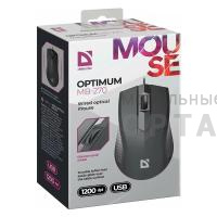 Мышь проводная DEFENDER Optimum MB-270 PRO , 3кн, 1200dpi, 1.8м, черная (1/20)