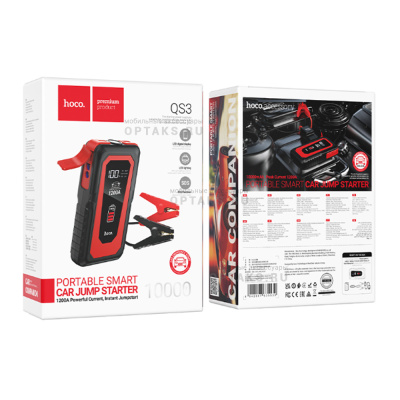 ПЗУ для авто HOCO QS3, Victory, пластик, 10000mAh, фонарь, внешний аккумулятор,  черный
