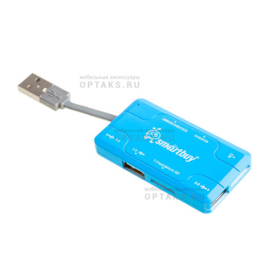 Хаб + Картридер Smartbuy Combo голубой (SBRH-750-B) (1/5)