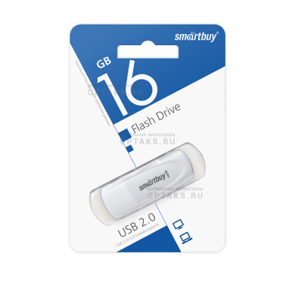 Флешка USB 16Gb SmartBuy Scout, USB 2.0, белый